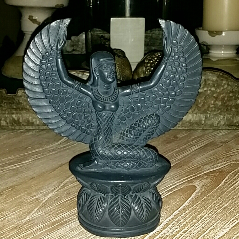 EGYPTIAN STATUE ISIS WINGS JBL 1998 DECOR BLACK